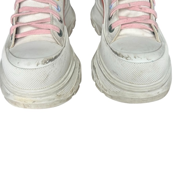 Alexander McQueen white canvas tread slick rainbow  platform boots size 40 us 10 - Picture 4 of 11
